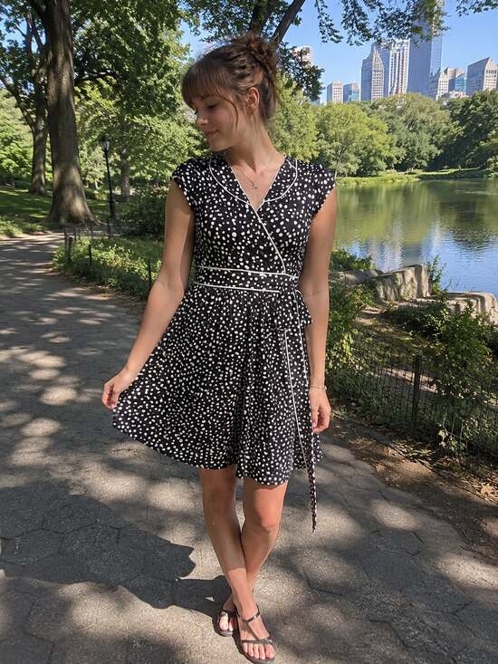 Jody California Dresses & Skirts - Jody California Vintage Polka Dot Wrap Style Midi Dress with Contrast Piping